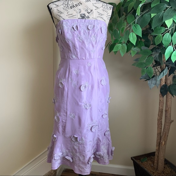 Luca Luca Strapless Silk Dress Lavender Sz 6